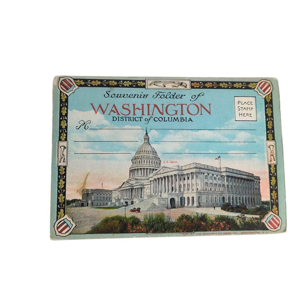 Souvenir Folder of Washington DC 1920s Fold-Out Postcards‎ Unused US Capitol